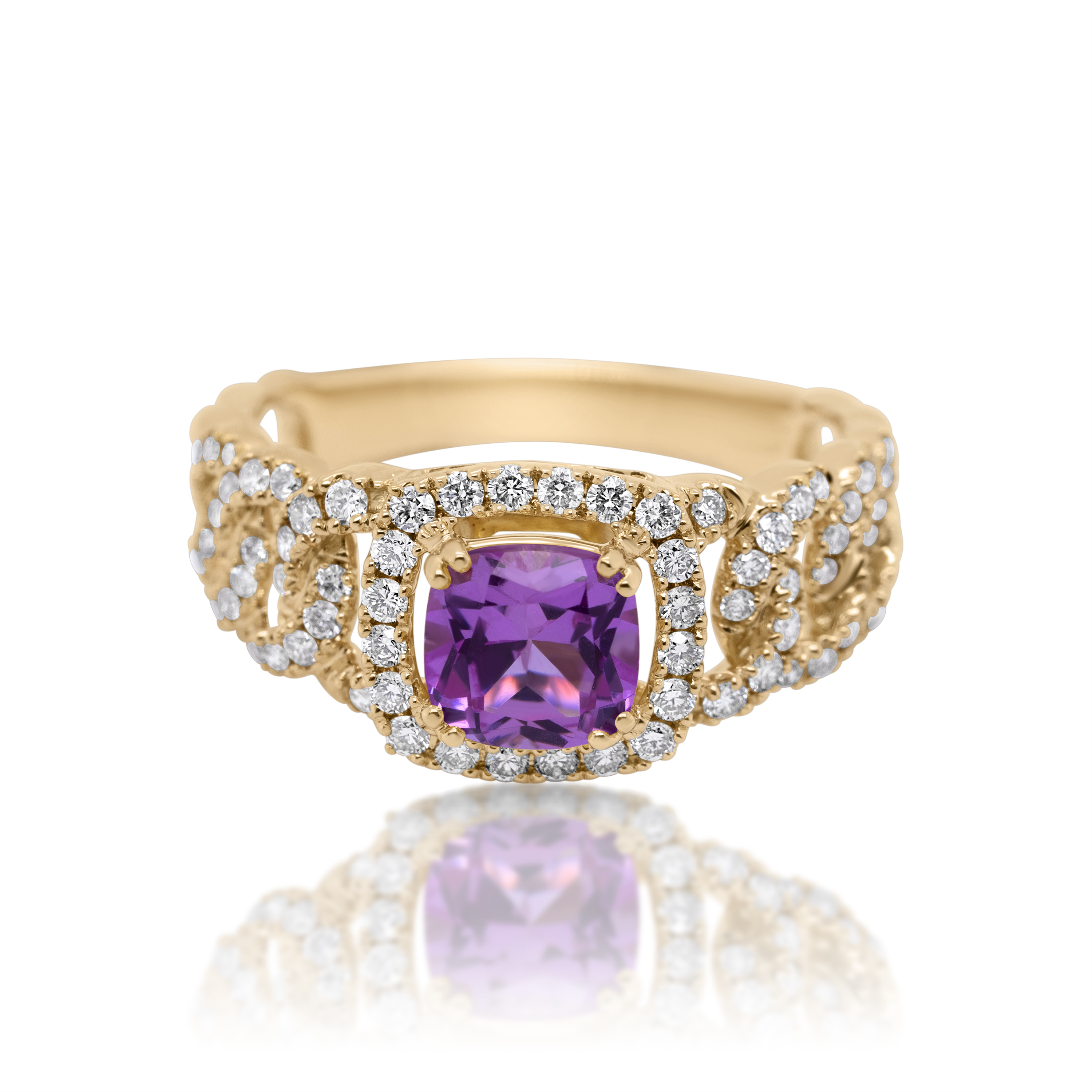 Diamond Ring 0.55 ct. 14K Yellow Gold Pink